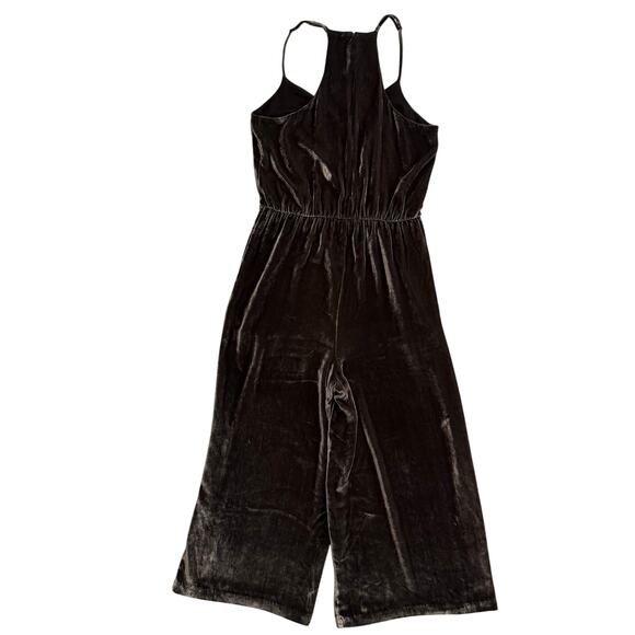 Madewell Crushed Velvet Silk Blend Jumpsuit XS 0 Brown Wide Leg Adjustable - Picture 3 of 8